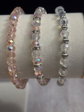 Handmade Beaded Bracelet Set Pink 0293